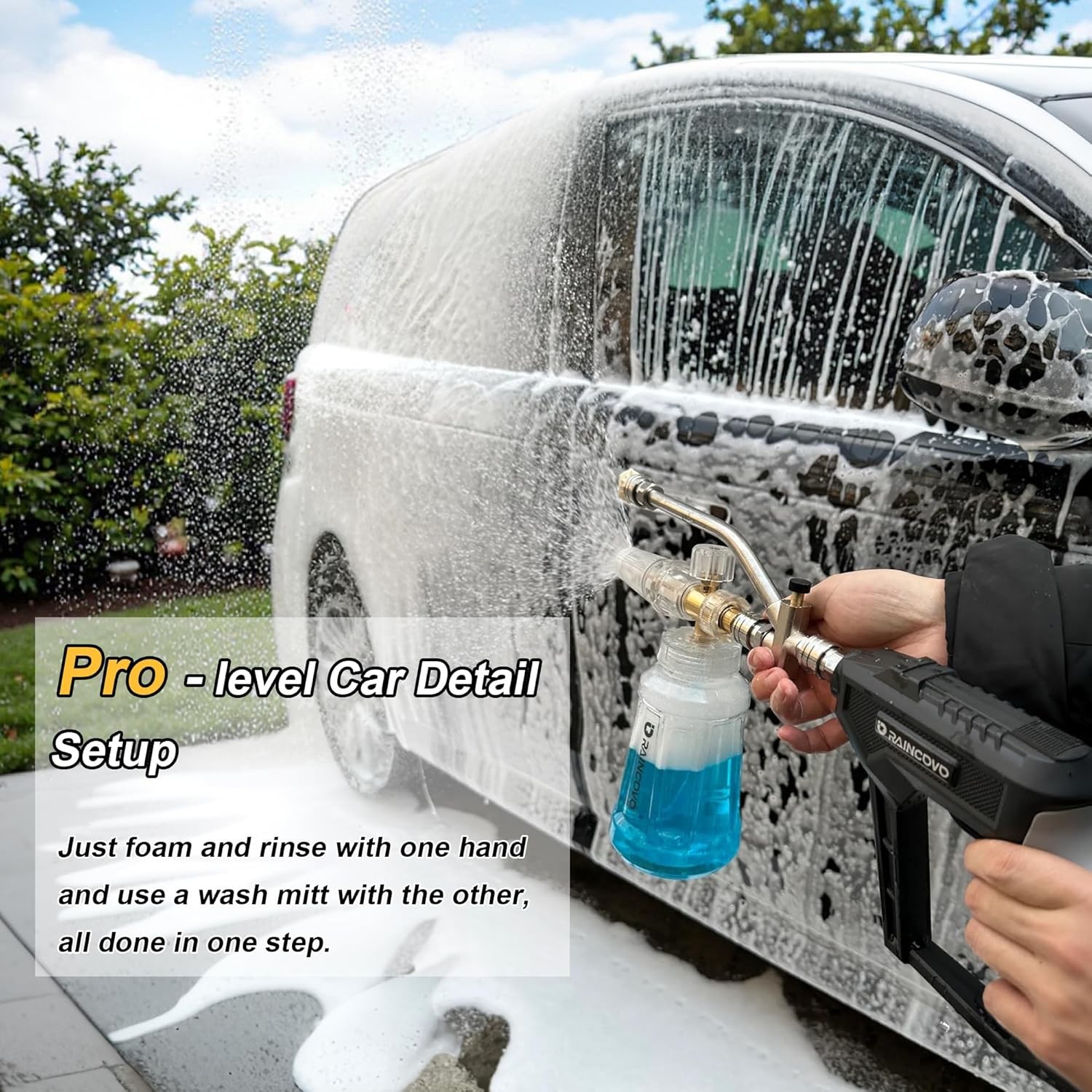 Foam Cannon W/ Short Pressure Washer Gun Dual Connector Accessories Snow Soap
