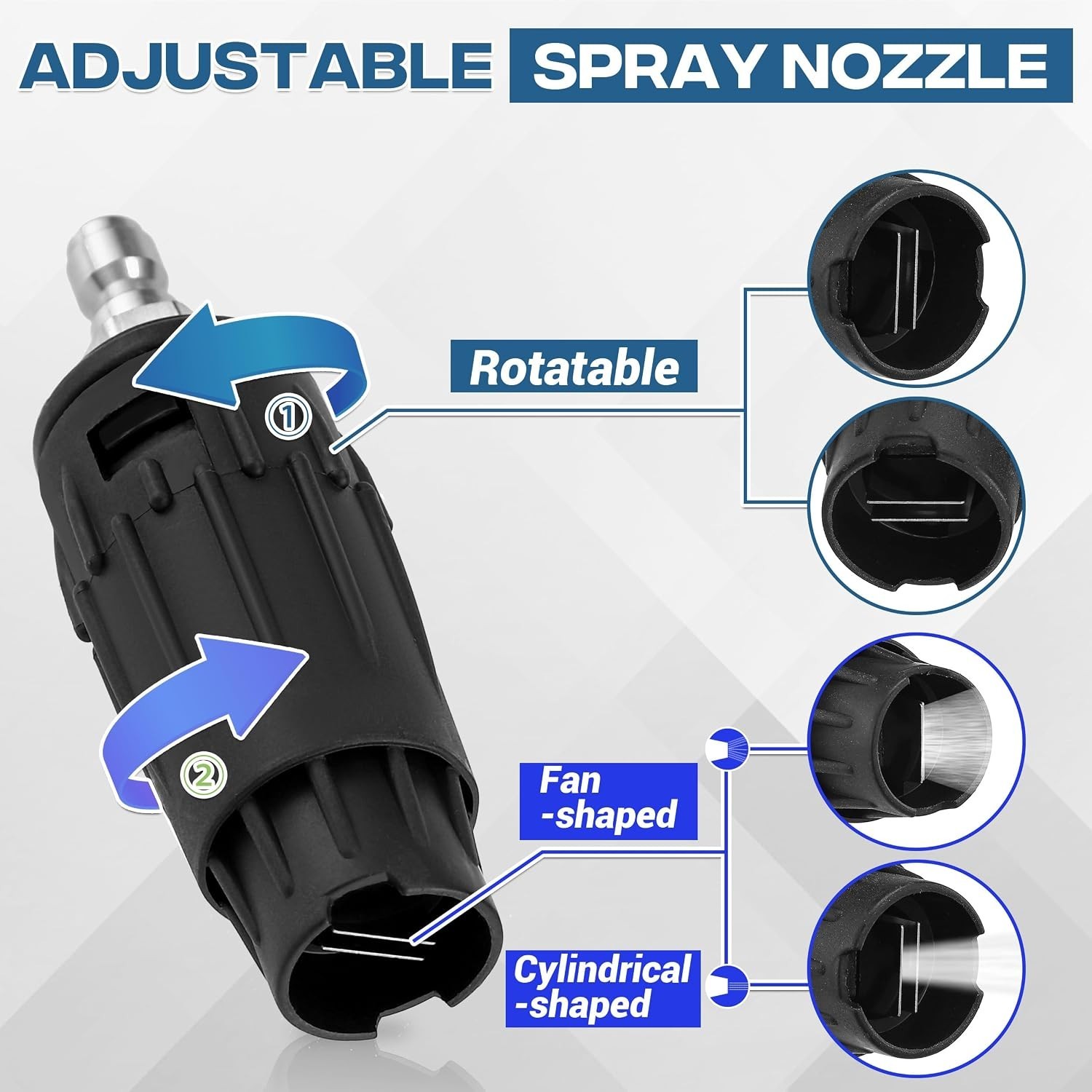 Adjustable Pressure Washer Nozzle Tip, 1/4″ Quick Connect | Variable Spray Pa…