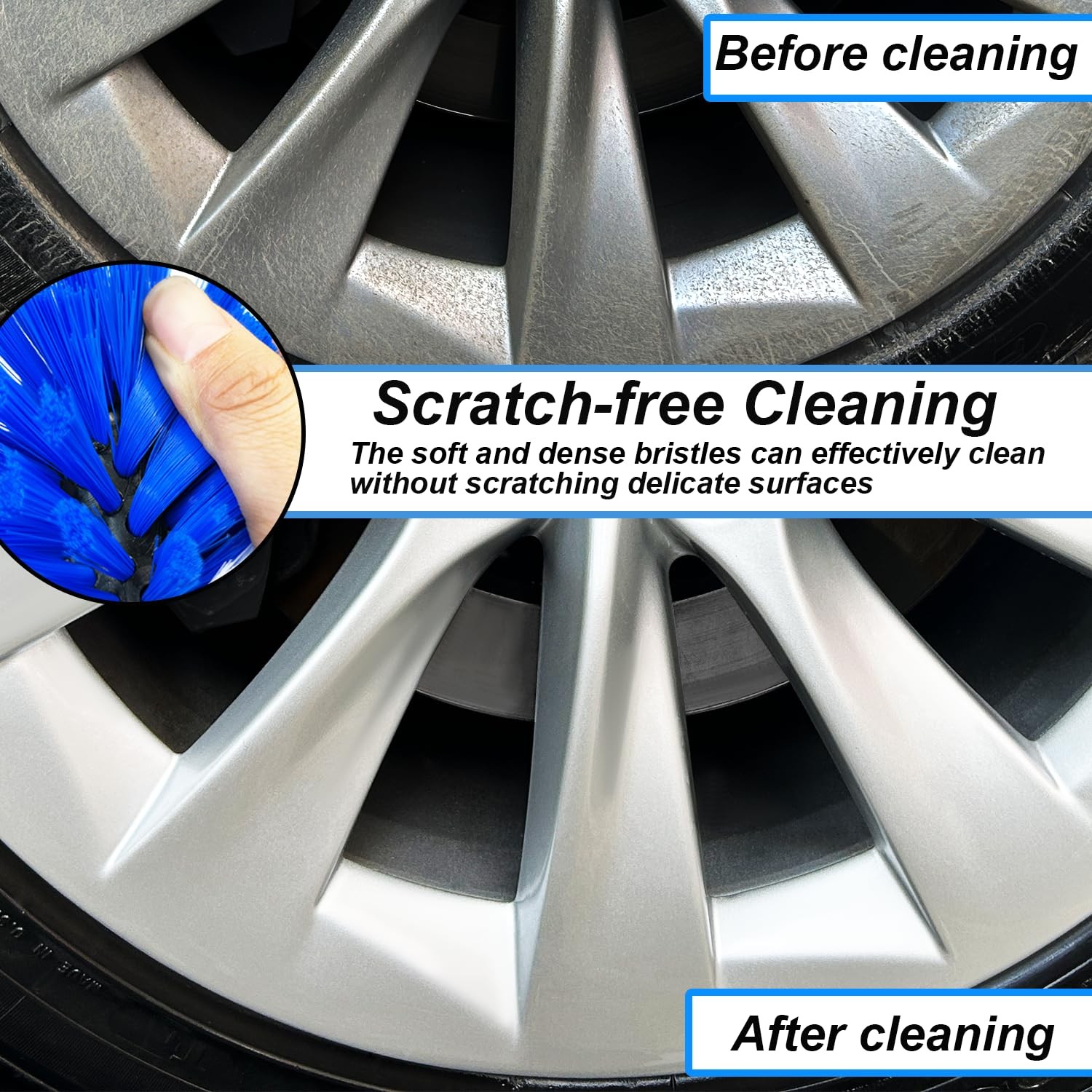 Wheel Brush Kit, 9.6 inches (length) x 2.3 (diameter), Blue/White,2pcs