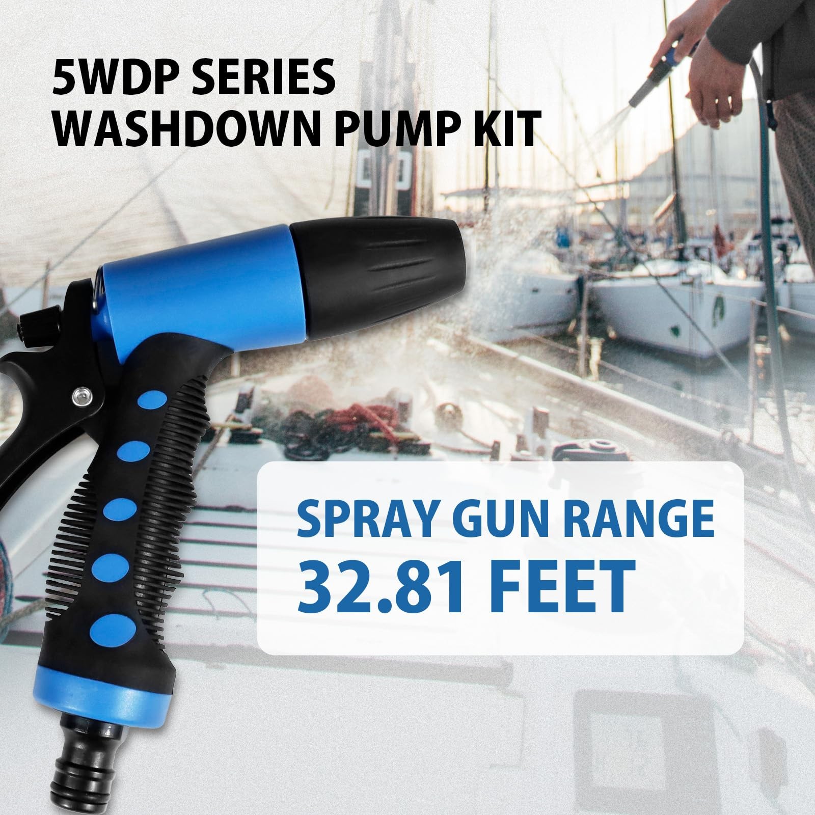 12V DC Washdown Pump Kit, 7.5GPM 80PSI, 5-Chamber Self-Priming Diaphragm Pump…