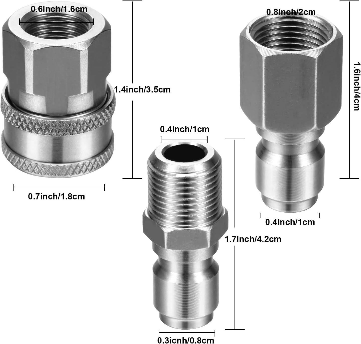 Hotop 4 Pcs 3/8 Inch Npt Pressure Washer Adapter Set, Including 1 Female Coupler