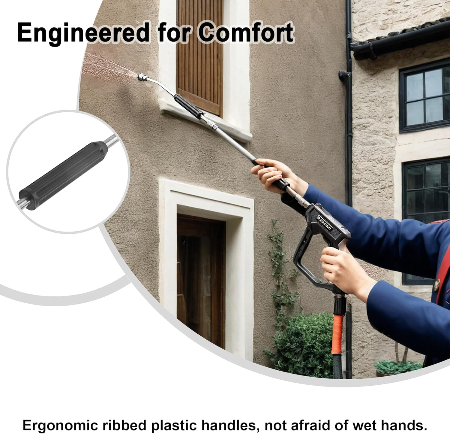 Raincovo Pressure Washer Extension Wand, Anti-Slip Grip Power Washer Lance for C