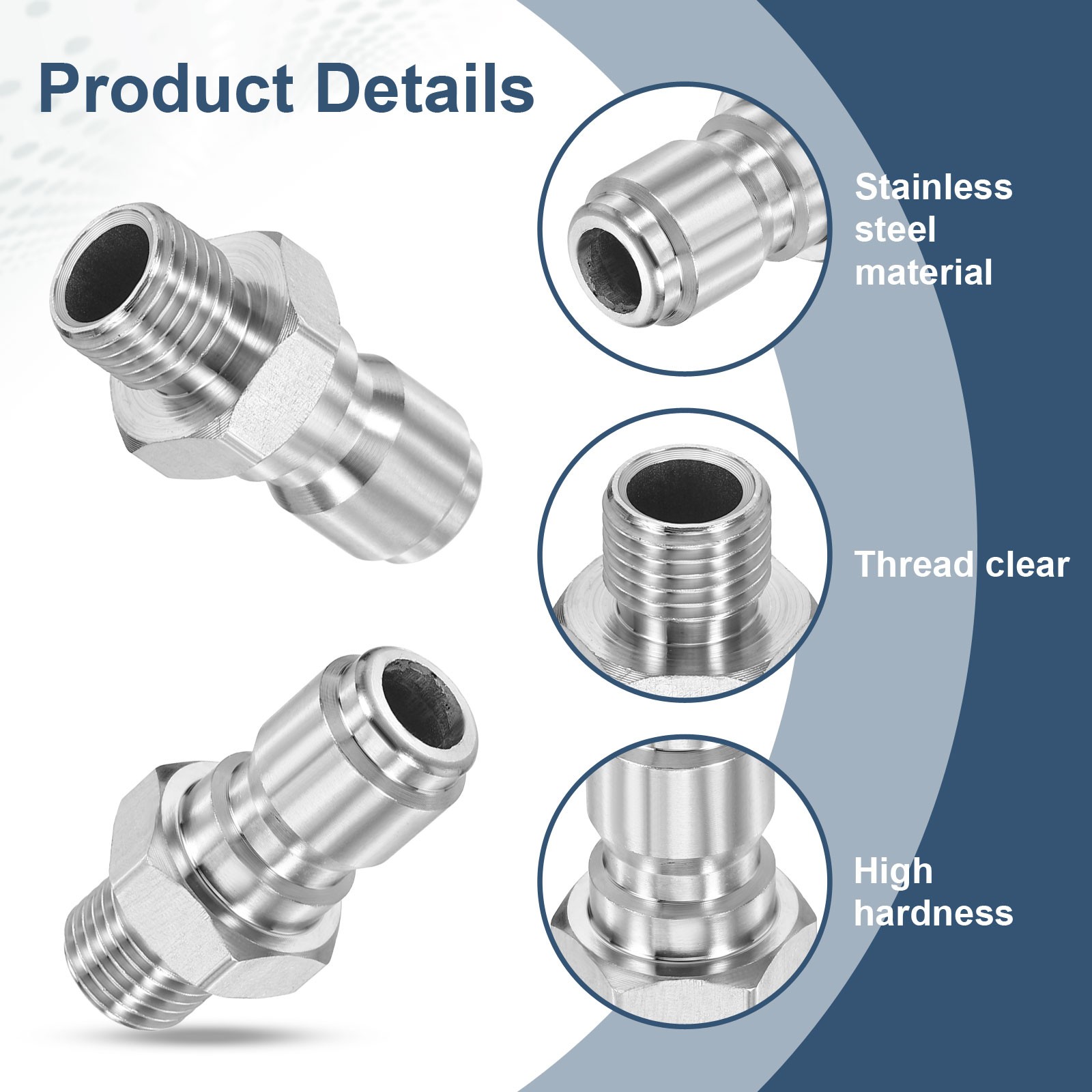 2Pcs Pressure Washer Adapter, 3/8″ Male Quick Plug to G1/4″ Male Fittings