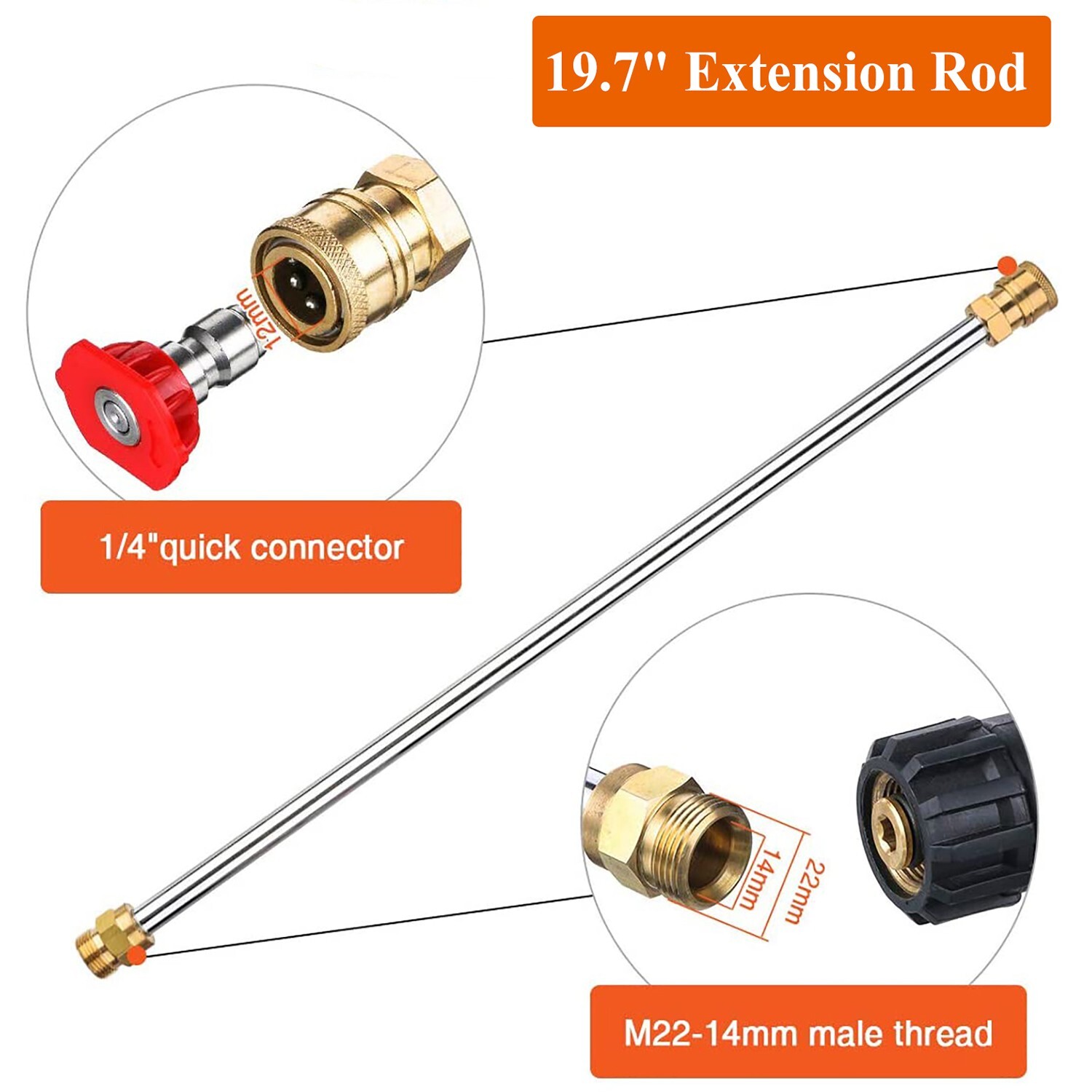 High Pressure 4000PSI Car Power Washer Gun Spray Wand Lance Nozzle Kit M22&3/8″