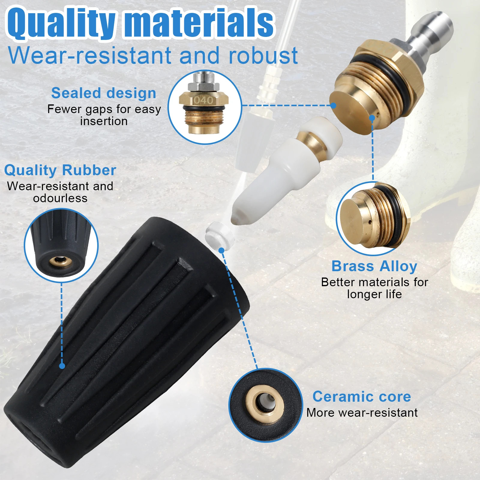 4.0GPM High Pressure Washer Rotating Turbo Nozzle Spray Tip 4000PSI 1/4″ Quick