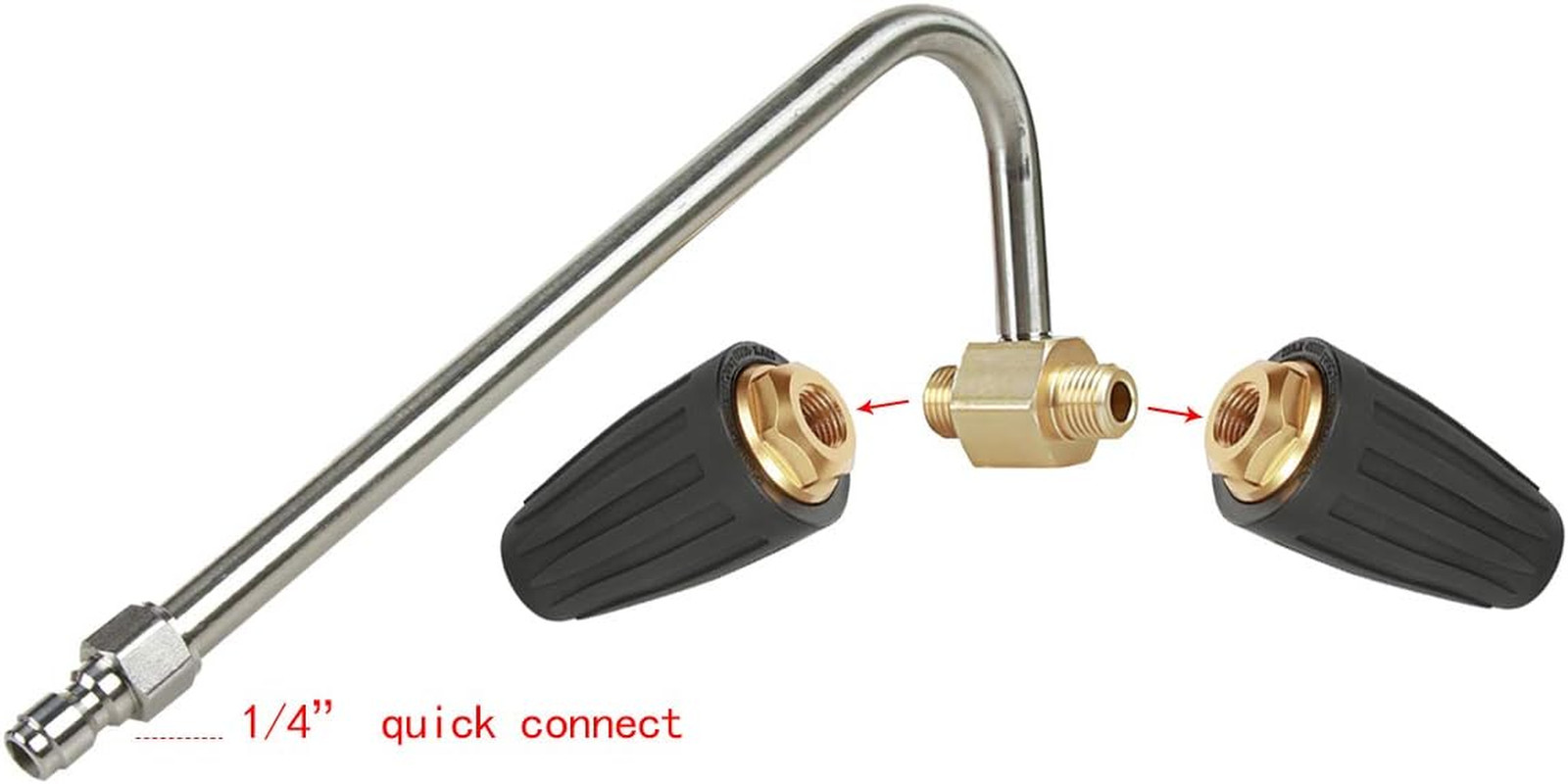 Pressure Washer Gutter Cleaner, Two Rotating Turbo Nozzles Attachment, 1/4 Inch