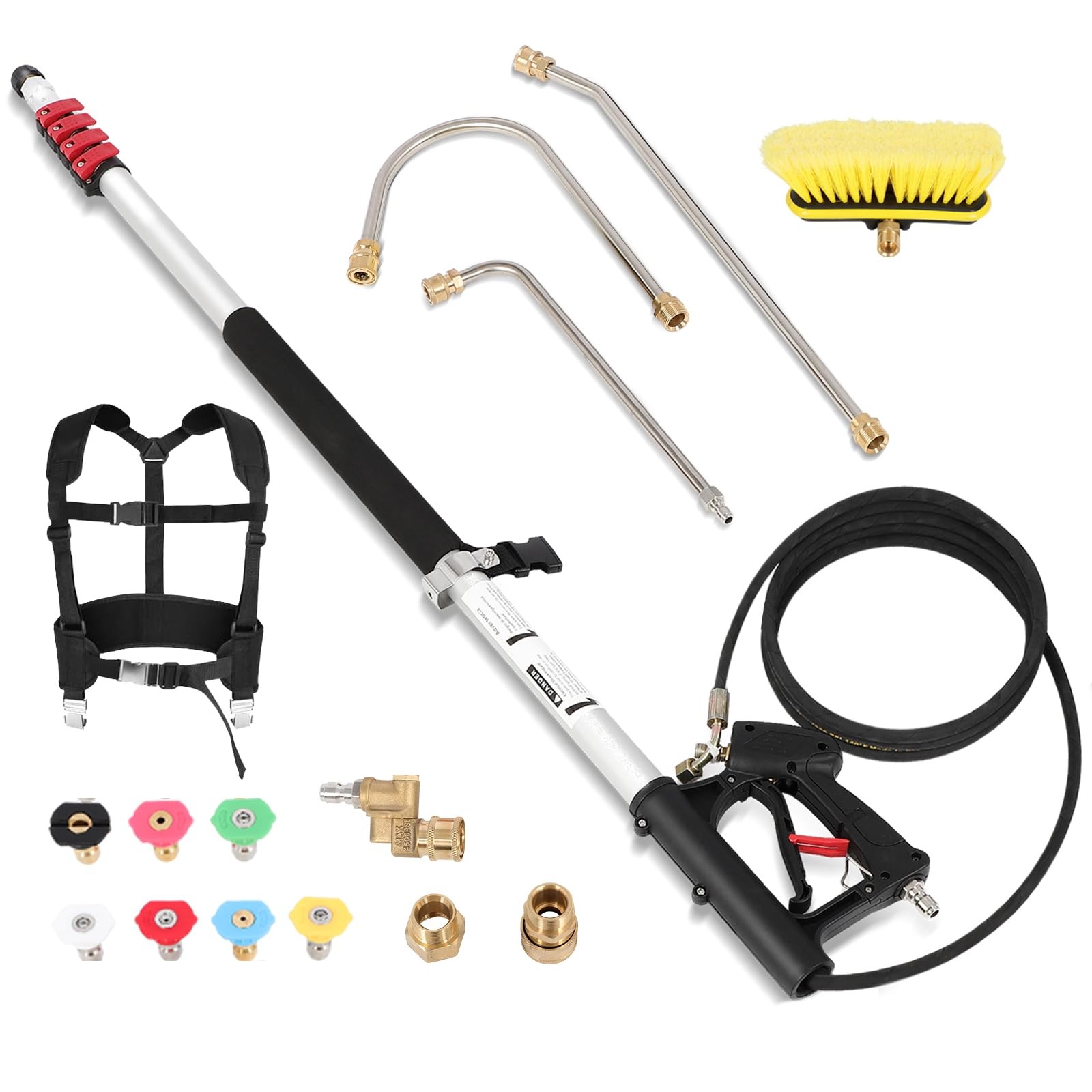 24FT Telescoping Pressure Washer Wand, Power Extension Sprayer with 7 Spray N…