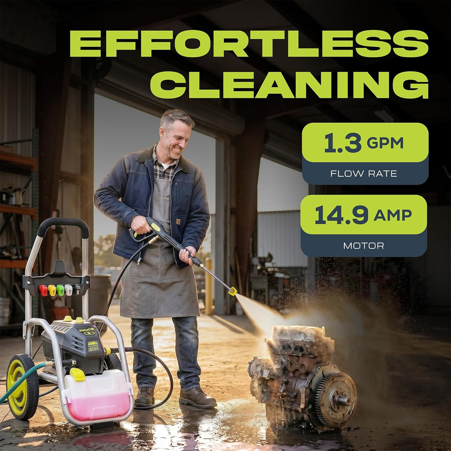 Electric Pressure Washer W/ 5 Quick-Connect Tips & Detergent Tank, 2500 PSI (PWM