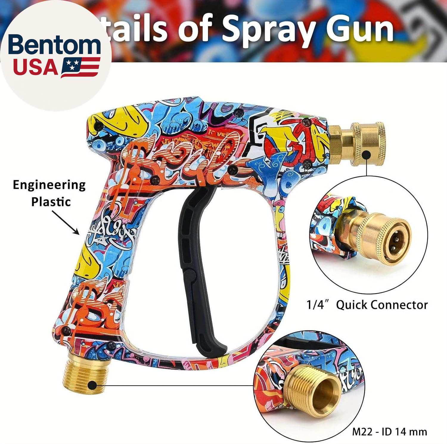 Pressure Washer Spray Gun Power Washer Short Gun with M22-Id14Mm & Foam Cannon F