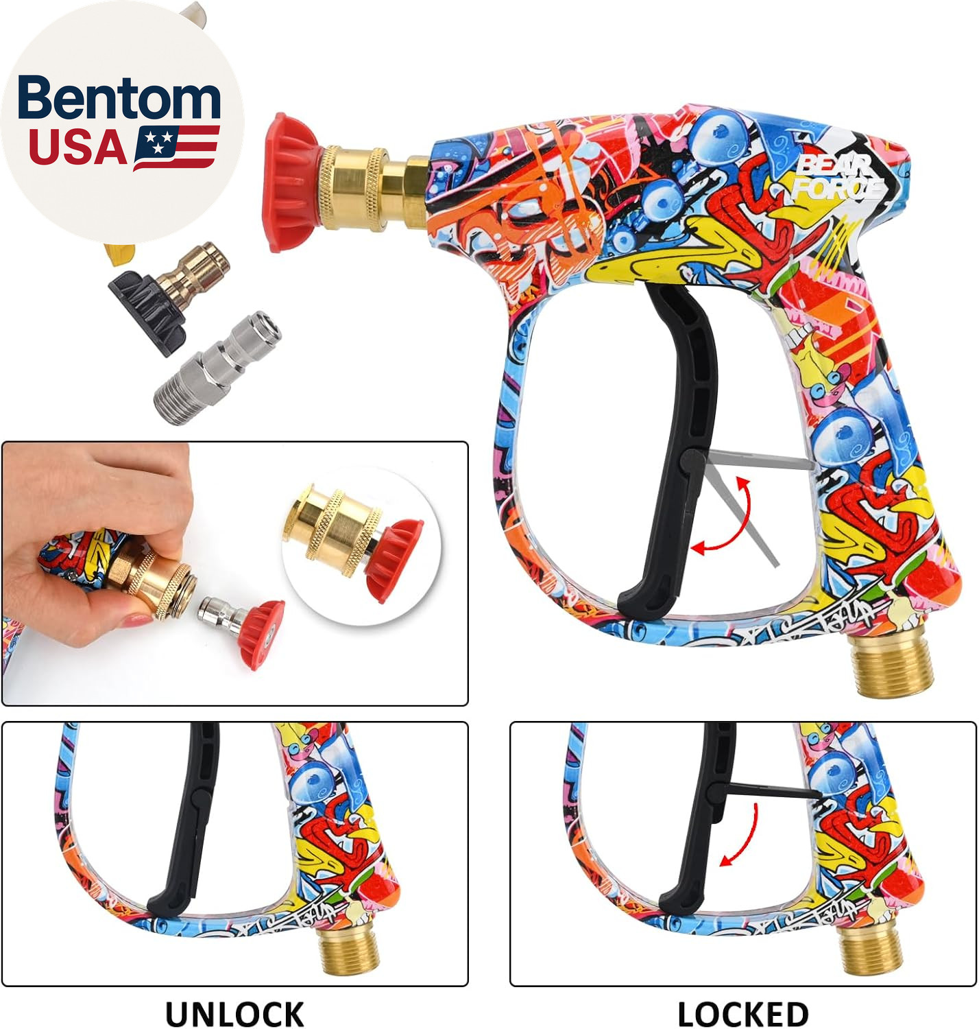 Pressure Washer Spray Gun Power Washer Short Gun with M22-Id14Mm & Foam Cannon F