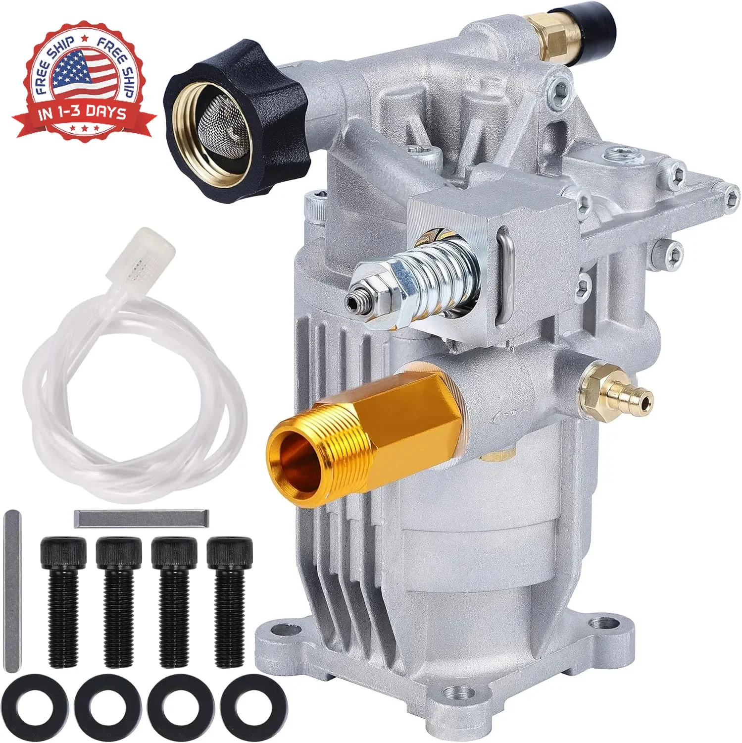 Biswing Pressure Washer Pump, 3/4″ Shaft Horizontal Axial Plunger, 3400 PSI Max,