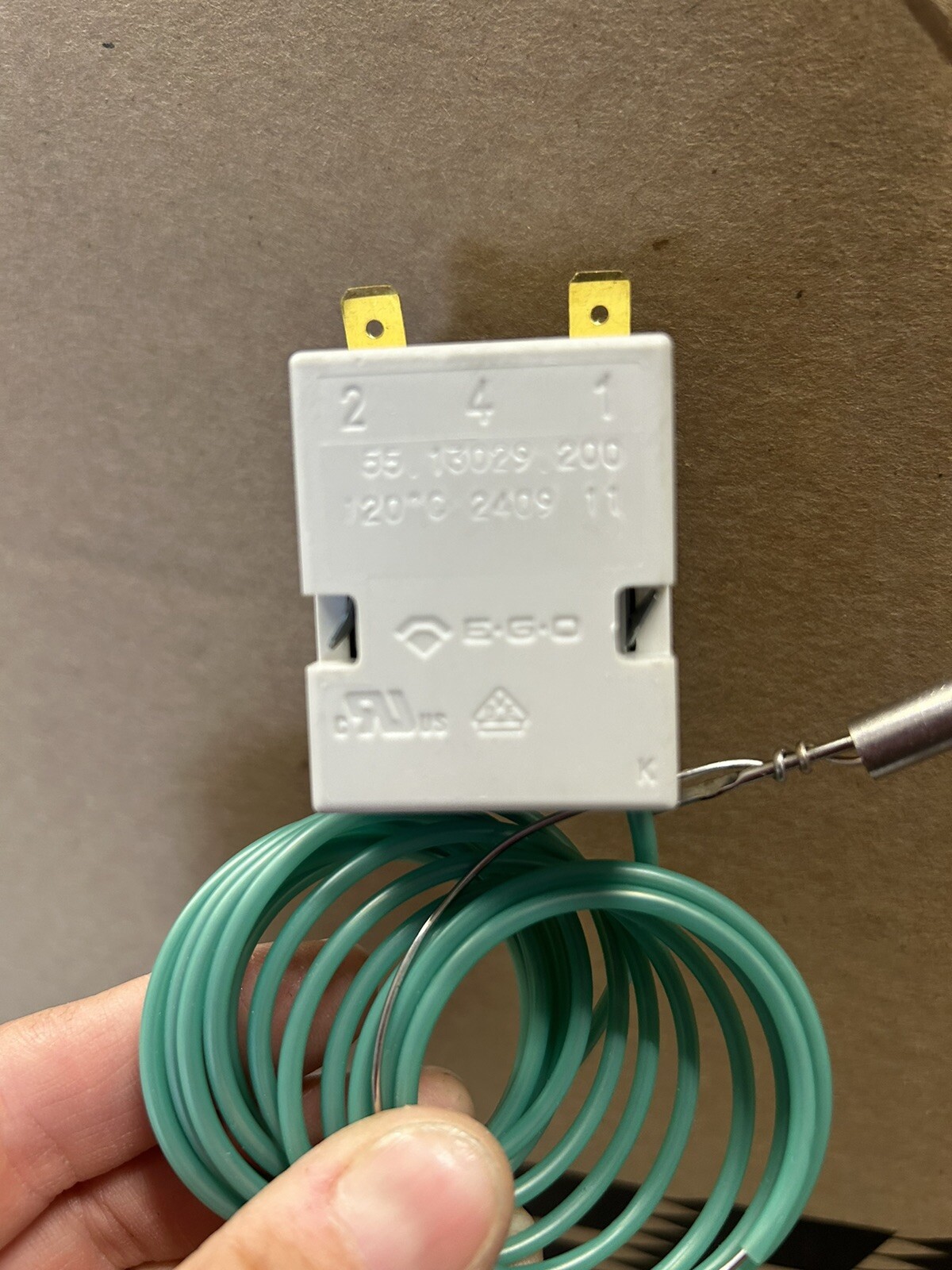 (1) EGO 55.13029.200/19 Thermostat 120 Degree