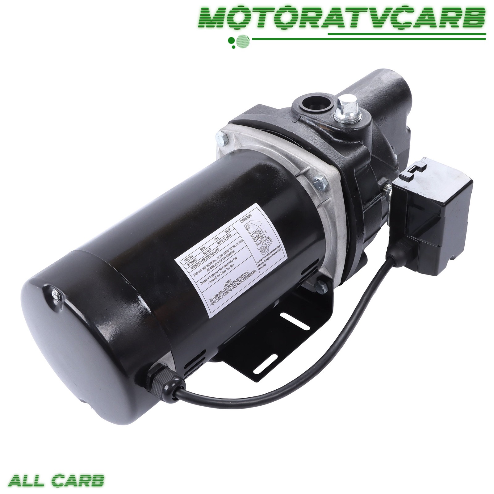 ALL-CARB Heavy Duty Cast Iron SWS75-3/4 HP Shallow Jet Well Pump 510GPH 115/230V
