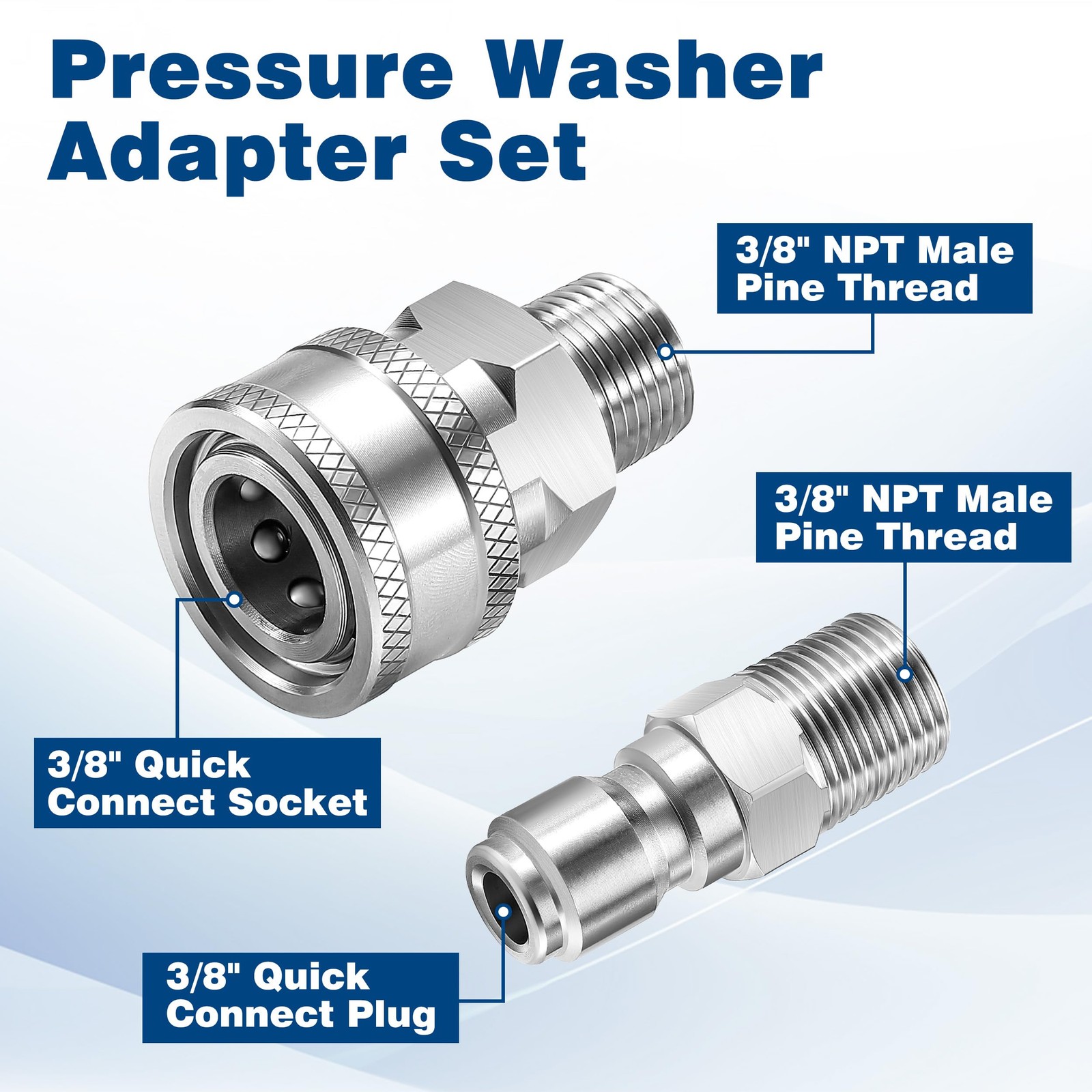 12 PCS 3/8 Inch NPT Pressure Washer Adapter Quick Connector Set 5000 PSI