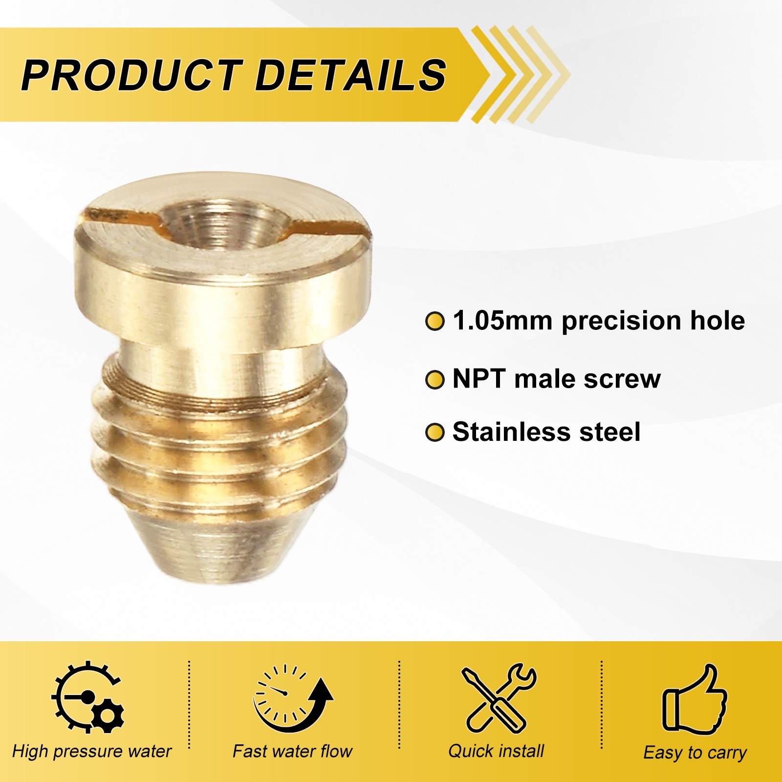 3-Pack 1.0/1.05/1.1 mm Brass Foam Cannon Orifice Nozzle Tips for Car Wash