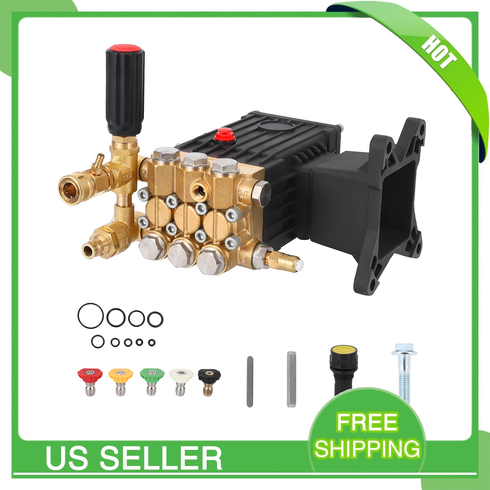 4000 PSI 4 GPM Pressure Washer Pump 1” Horizontal Shaft Multi-layer Plunger