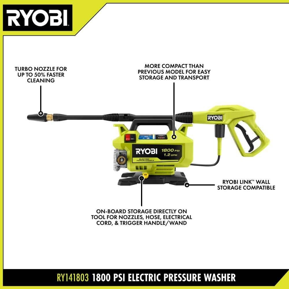 1800 PSI 1.2 GPM Cold Water Corded Electric Pressure Washer