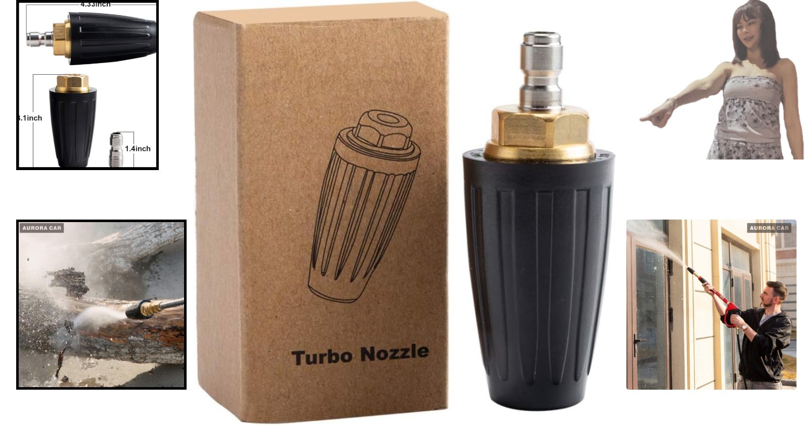 Versatile Pressure Washer Turbo Nozzle: 4000 PSI, Stainless Steel, Durable