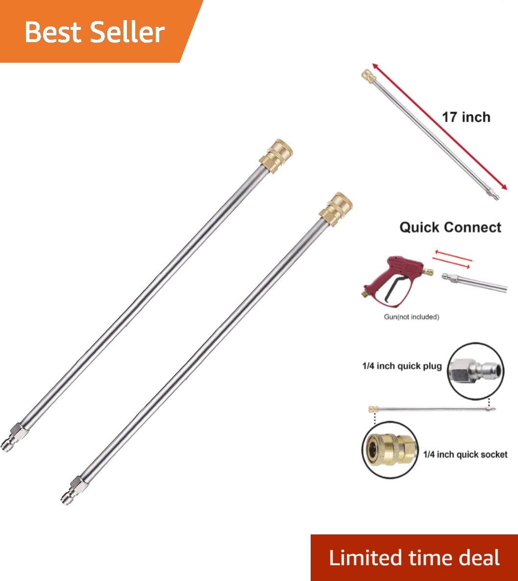 17” Stainless Steel Pressure Washer Extension Wand with Brass Fittings – 2 Pack