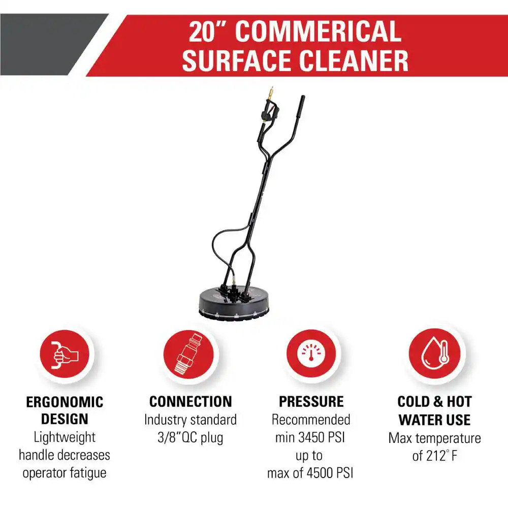 Universal 20 In. Surface Cleaner for Hot/Cold Water Pressure Washers Rated up to