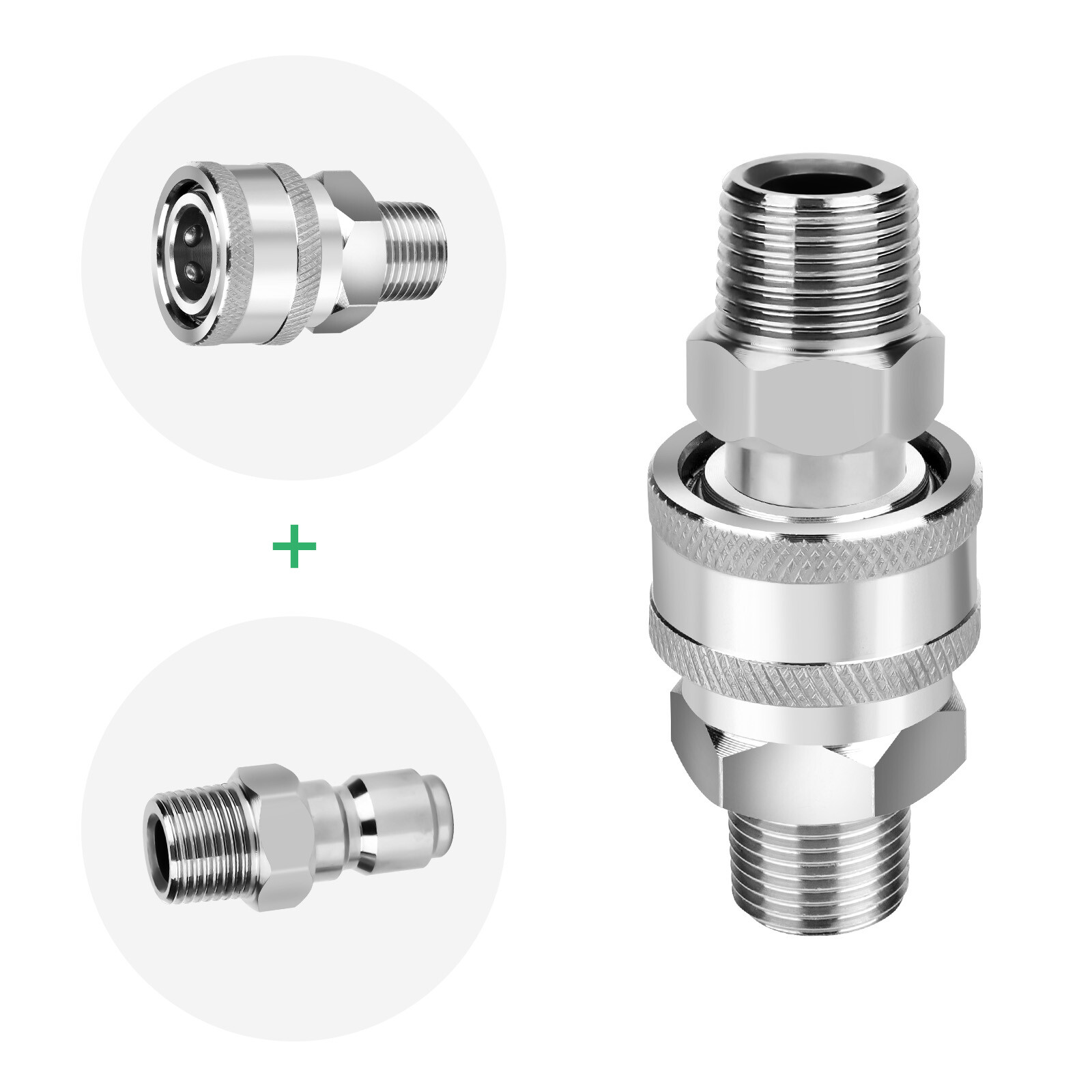 3/8inch Thread Fitting Pressure Washer Quick Connect Stainless Steel Adapter Set