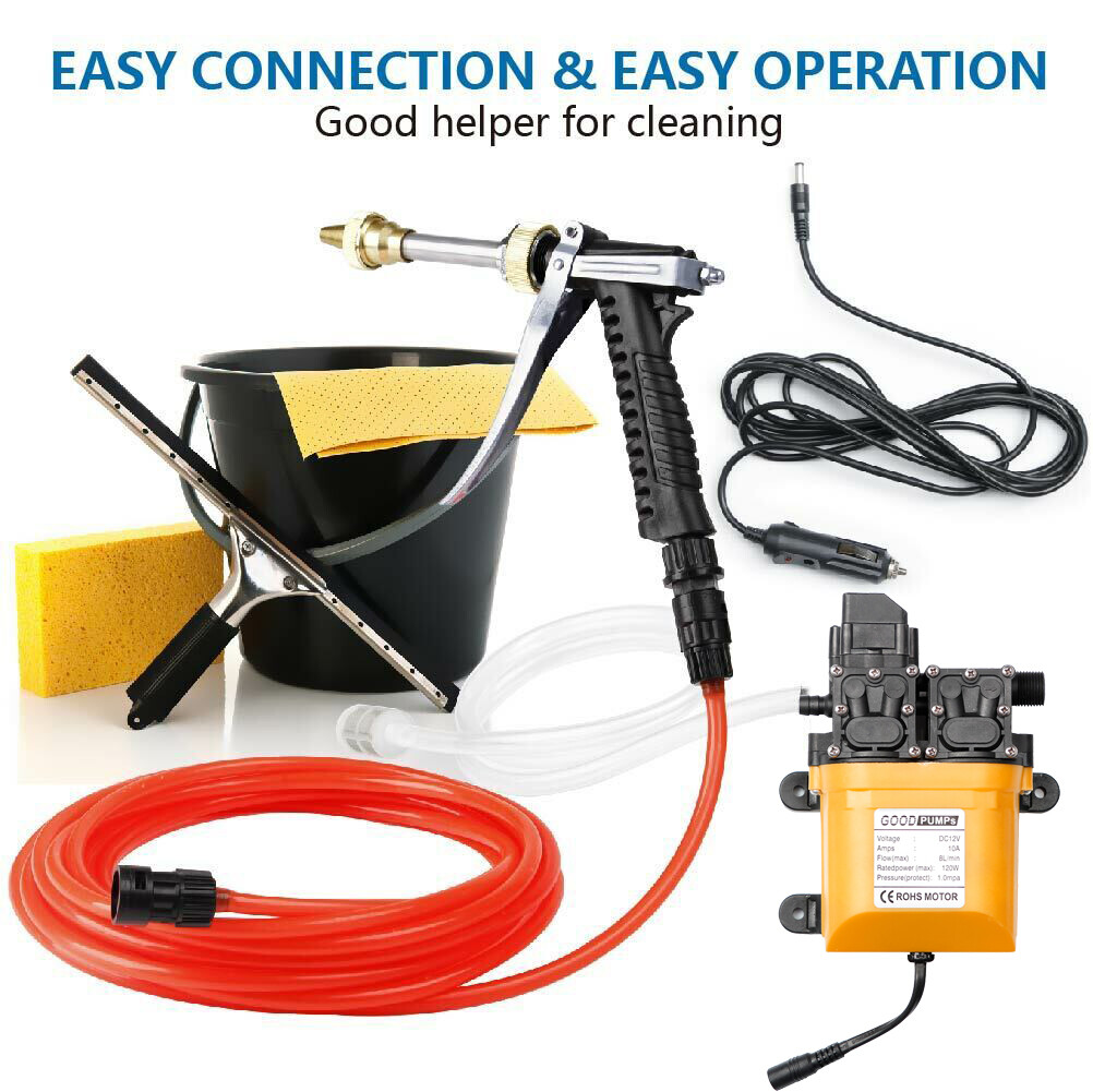 12V 200PSI Double Pump High Pressure Car Yard Electric Wash Gun Power Washer Kit