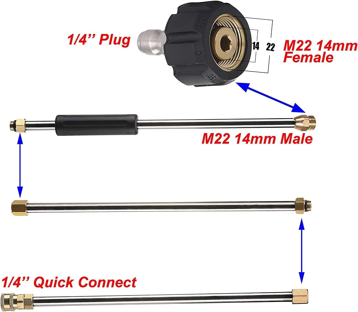 Versatile 90-Inch Power Washer Extension with Stainless Steel & Brass Fittings