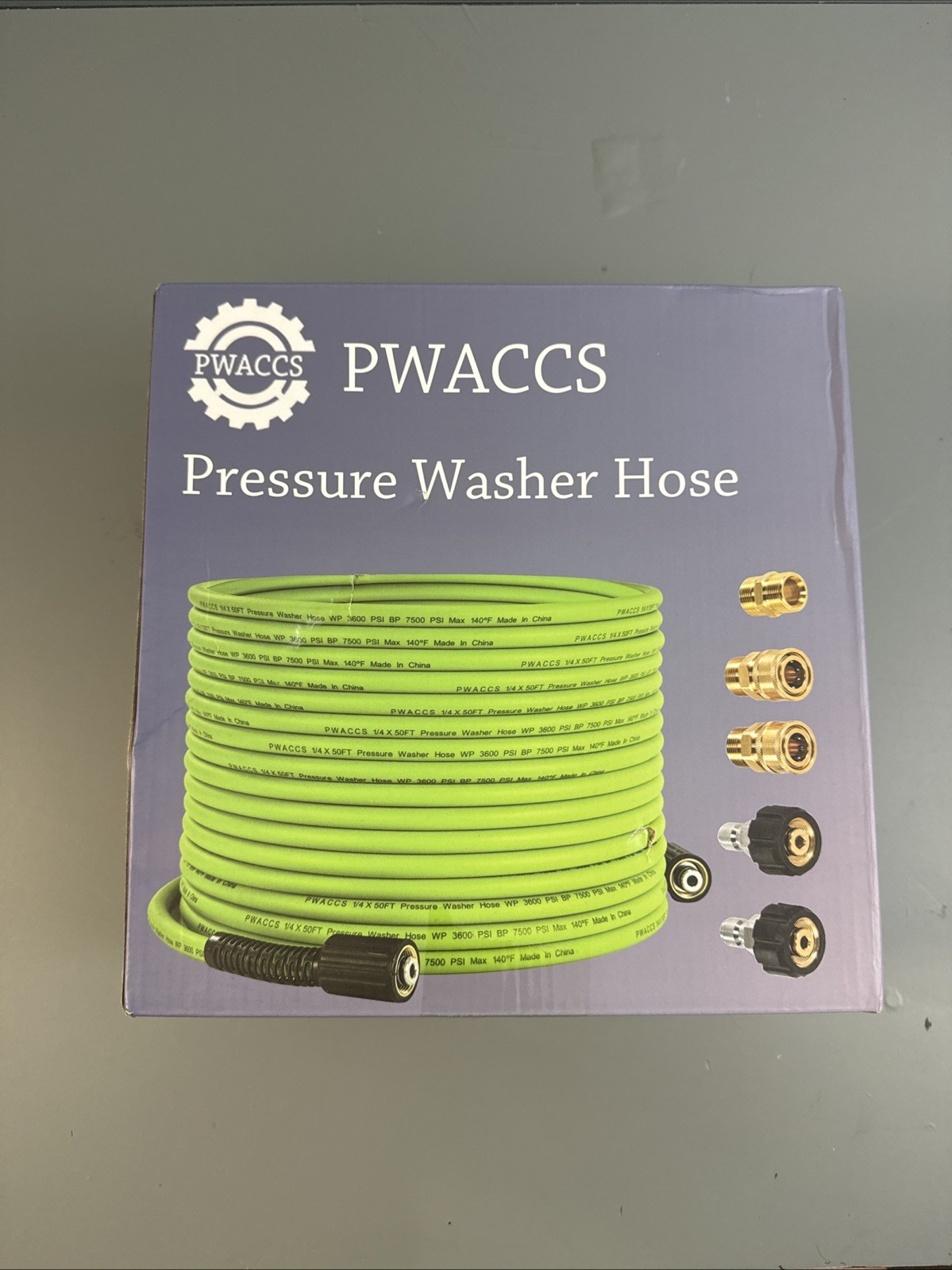 PWACCS Pressure Washer Hose 50 FT x 1/4″, Power Washer Hose Kink Resistant 3600