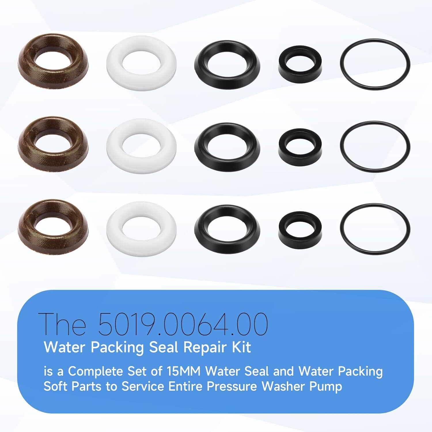 Pressure Washer Seal Kit 5019006400 for Comet Pump ZWD2530G ZWD4030G ZWD4040G