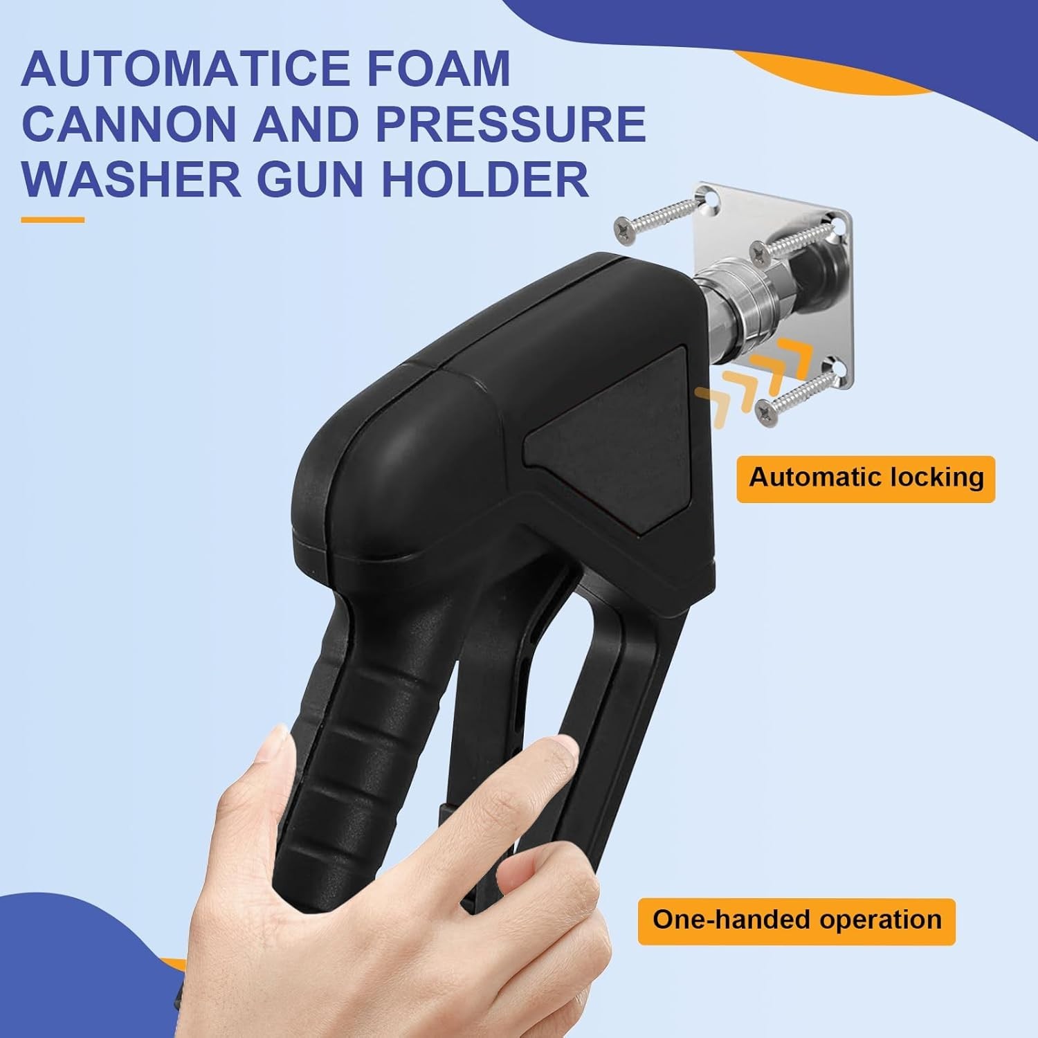 4-Pack Automatic Foam Cannon Holder with 1/4″ Quick Connect – Durable Wall Mount