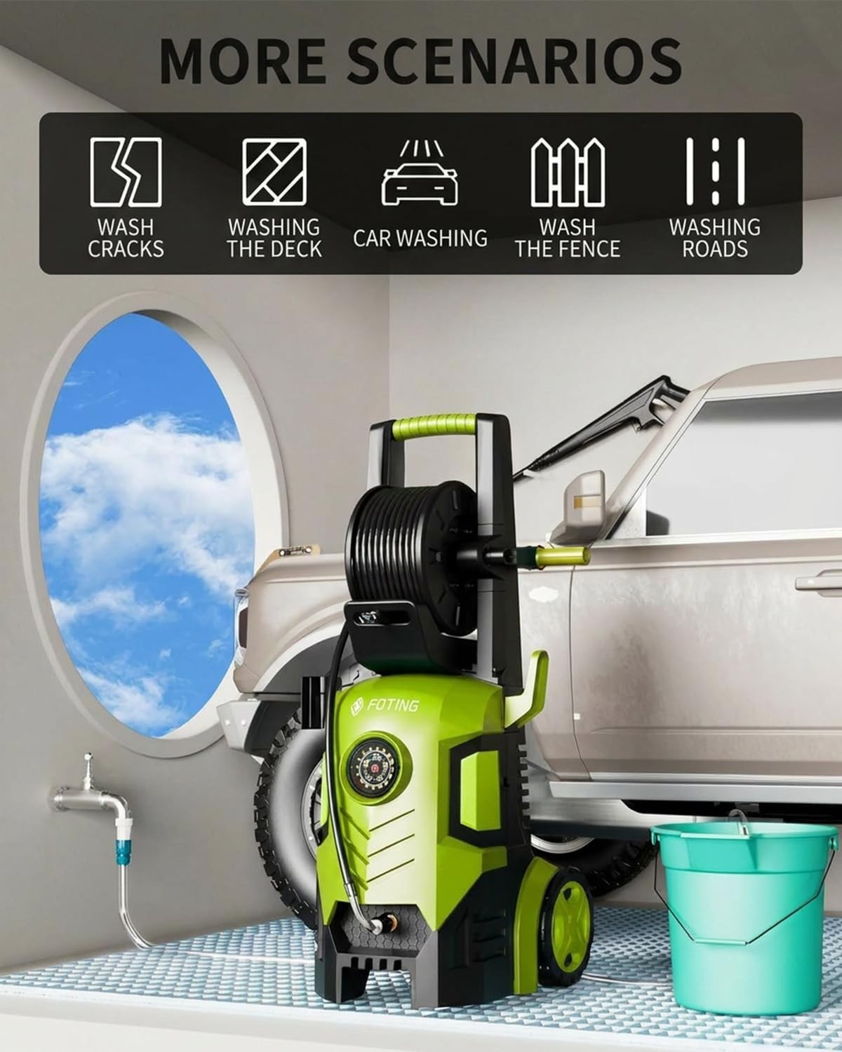Pressure Washer 5000PSI 8 Level Adjustable Touch Screen Nozzles Foam Cannon