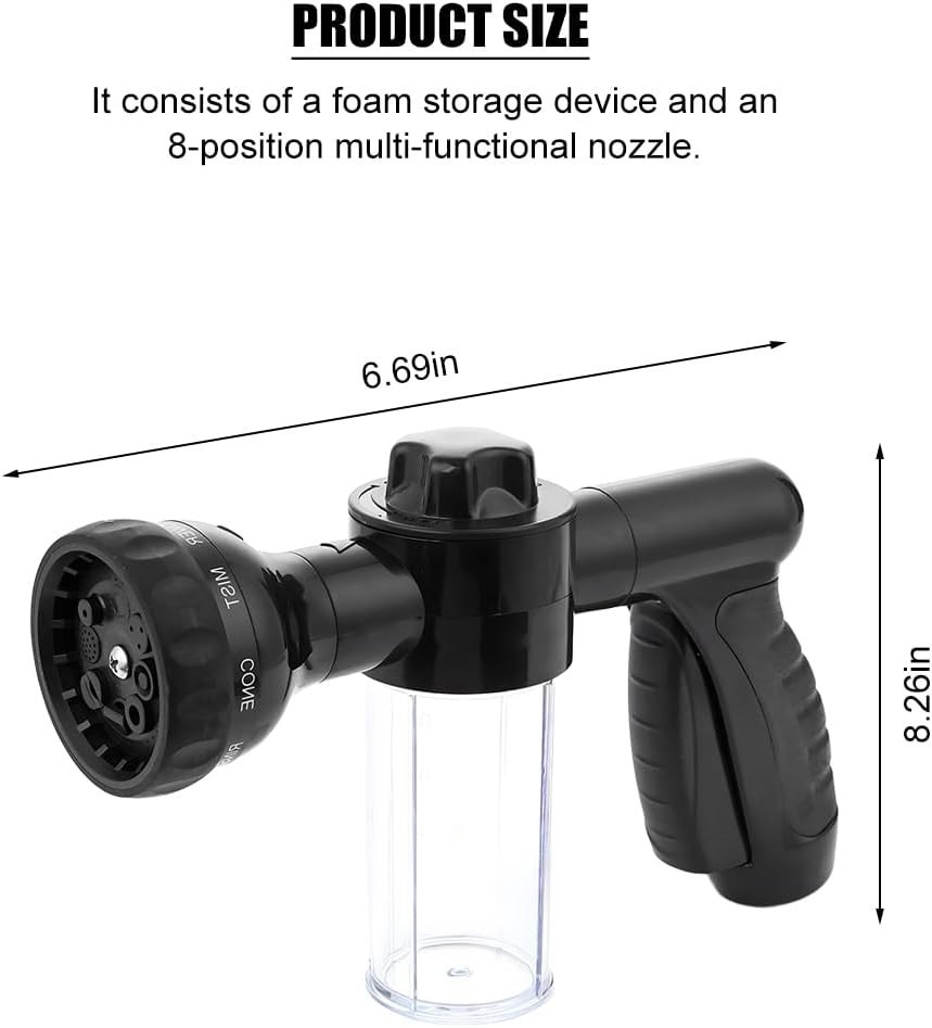 High-Pressure Car Wash Foam Gun with 8 Nozzle Modes