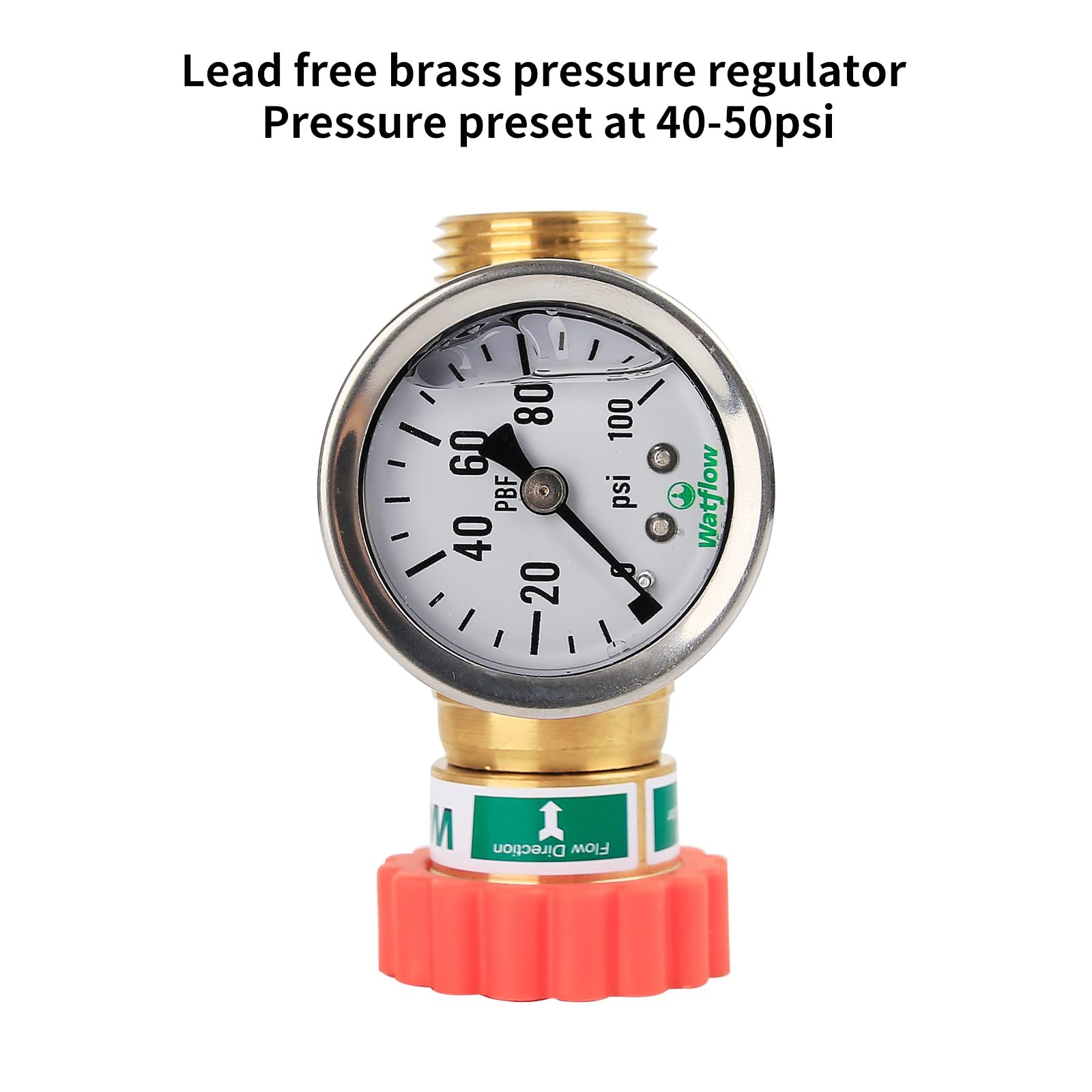 Lead-Free Brass Water Pressure Regulator Garden Hose Reducer Gauge Camper