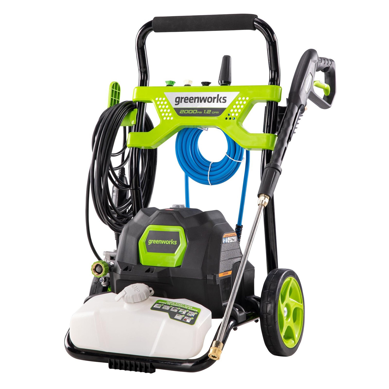 Greenworks 2000 PSI 1.2 GPM Pressure Washer (Open Frame 2000 PSI, Green