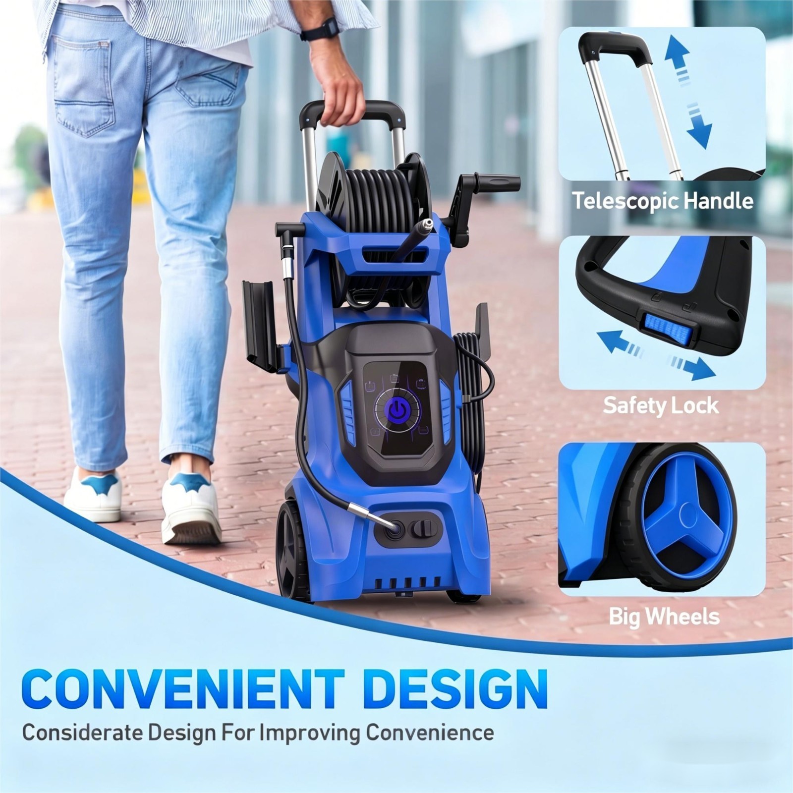 Pressure Washer 4500PSI 3.8GPM, 15-Level Touchscreen, Soap Tank, for Outdoor