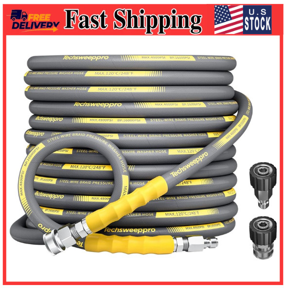 4800PSI Pressure Washer Hose 50FT with 3/8 Swivel Quick Connect for Cold/Hot Wa