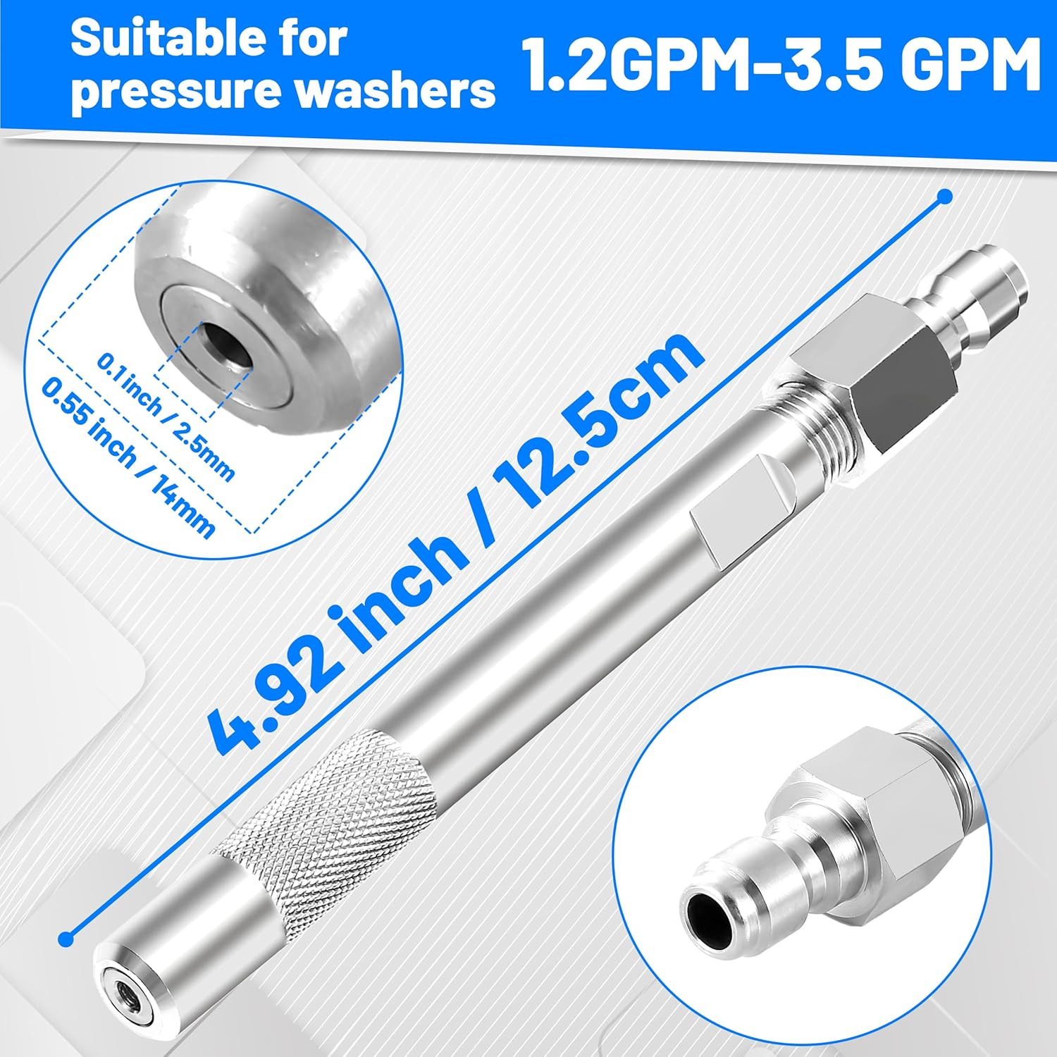 Pressure Washer Long Range Chemical Nozzle, Shooter Tip Pressure Washer, Power W