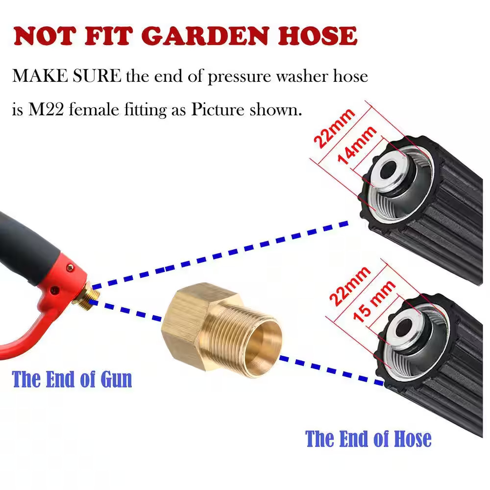 5000 Psi 4 In. Red Deluxe Pressure Washer Gun, Pressure Washer Wand M22 Fitting