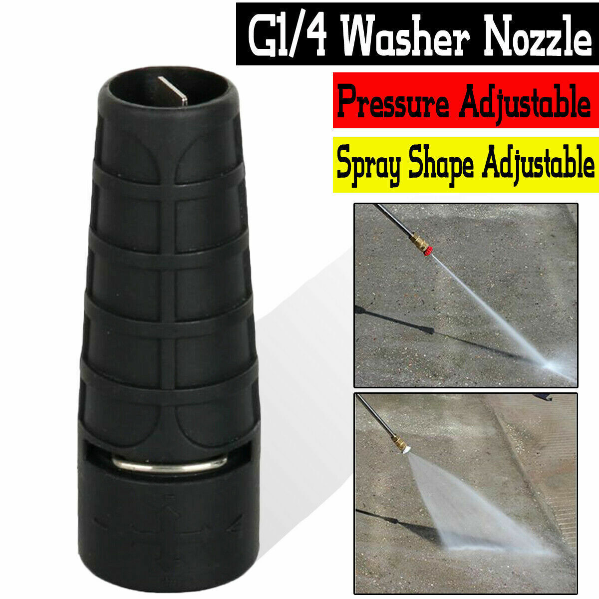 High Pressure Power Washer Water Spray Gun Nozzle 2 Mode G1/4 Thread Adapter