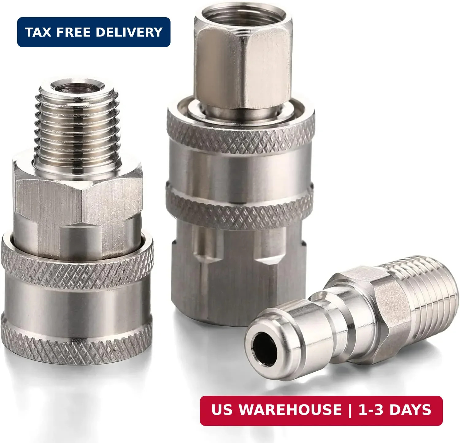 4 Sets NPT 1/4 Inch Pressure Washer Coupler Quick Connect Plug Male Fem