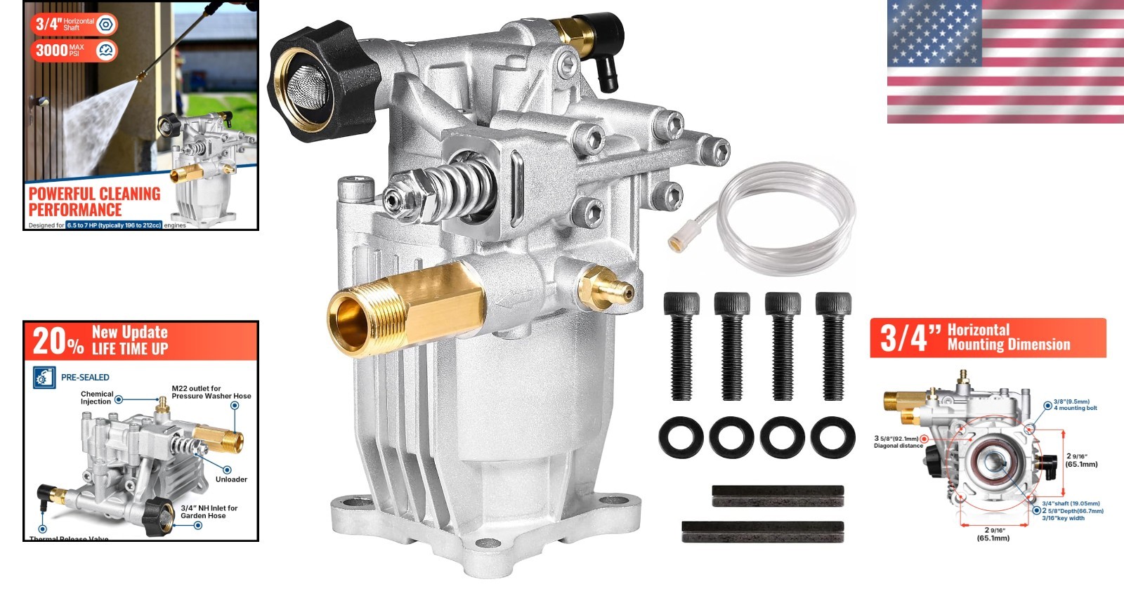 Cost-Effective Replacement Pump for Gas Pressure Washers – 3000 PSI & 2.5 GPM