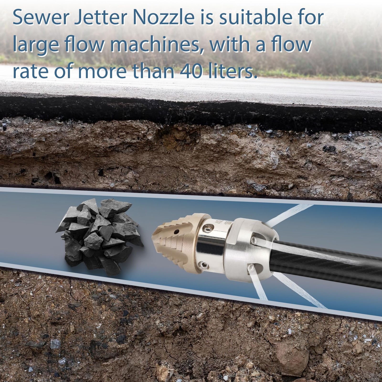 Anrain 3/8 Sewer Jetter Nozzle npt sewer jetter rotating nozzle 40L, Gray
