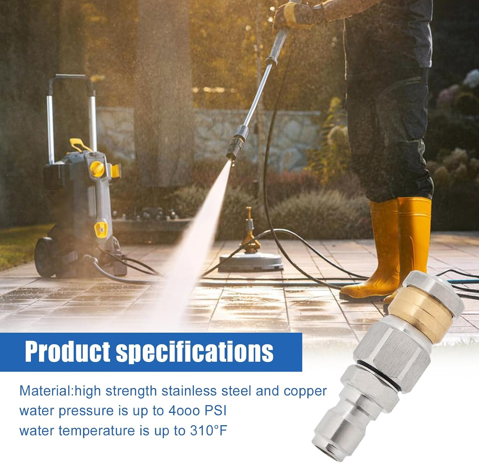 Sewer Jetter Nozzle Kit Stainless Steel 8 Piece High Pressure 5000 PSI, Drain