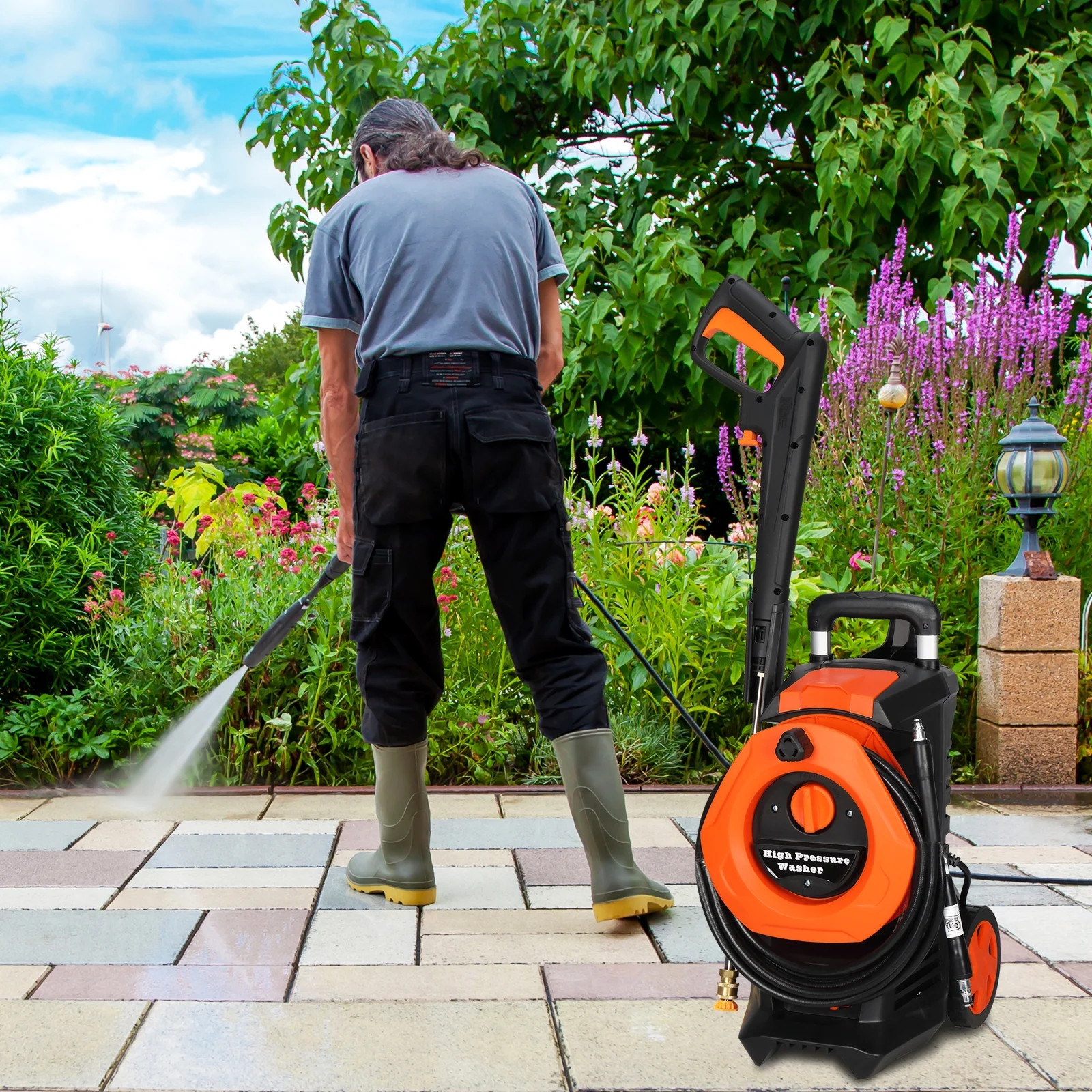 Electric Pressure Power Washers 3380 PSI Max 2 GPM 4 Quick Connect Nozzles