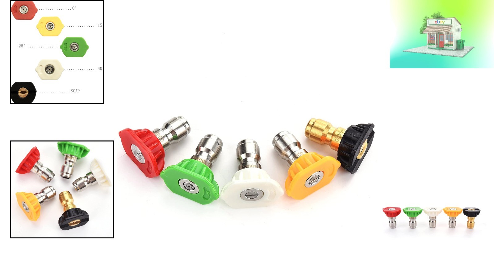 Multiple Spray Angle Stainless Steel Nozzles – 4000 PSI for Precision Cleaning