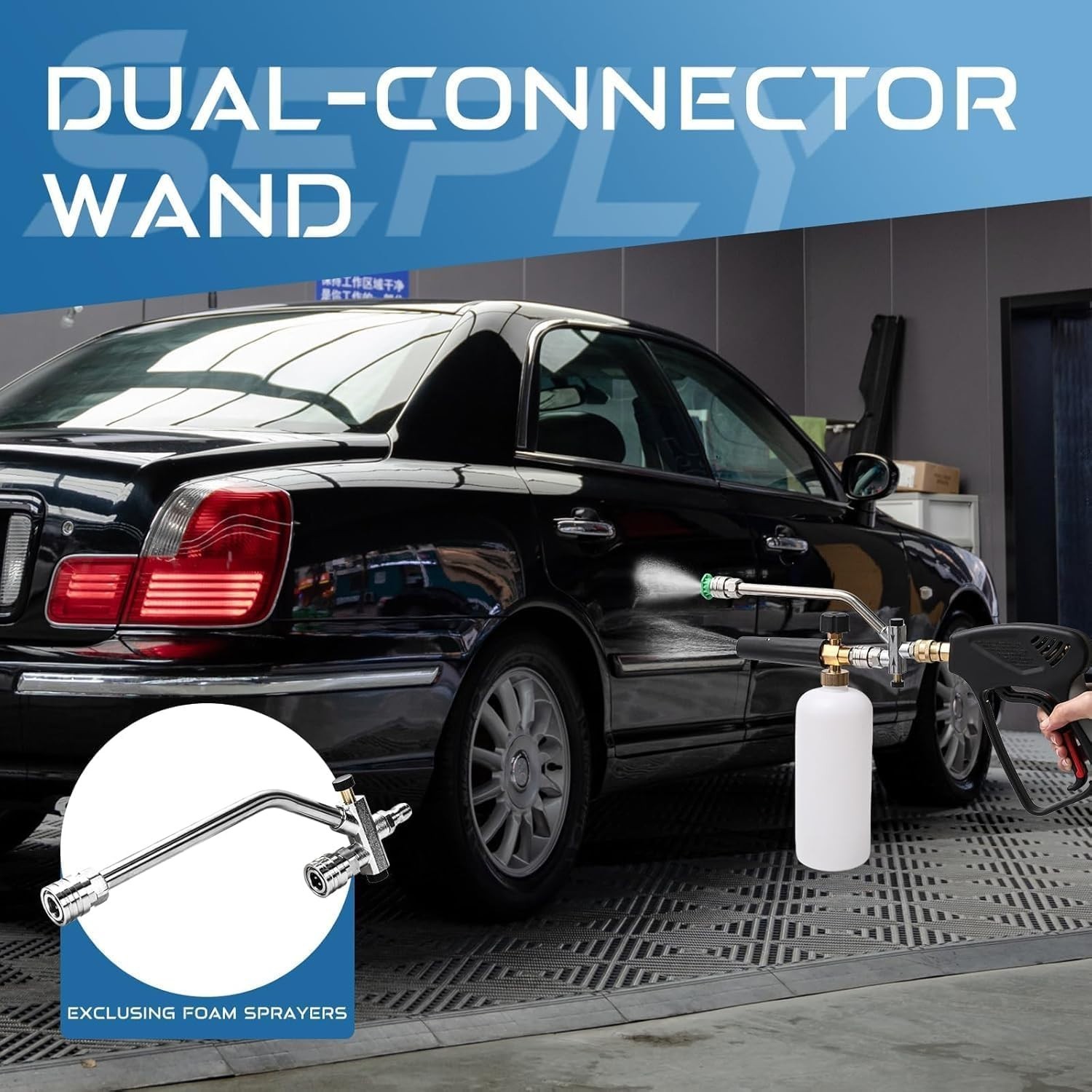 Dual-Connector Foam Cannon for Pressure Washers with 5 Nozzles