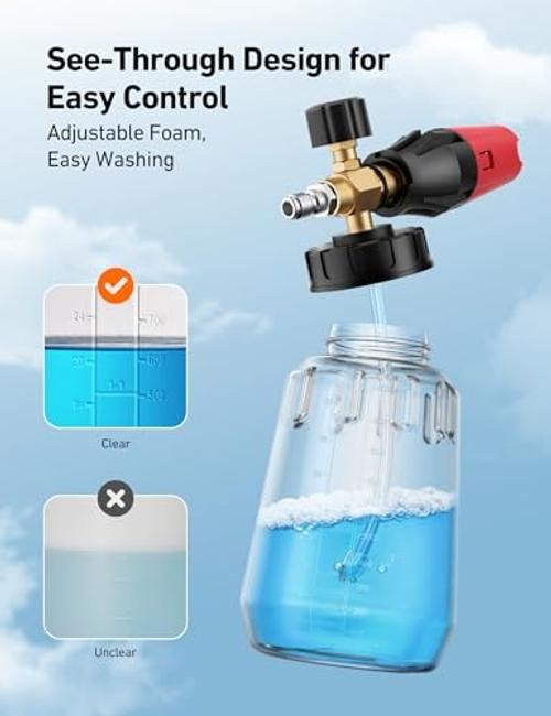 Foam Cannon for Pressure Washer, Snow Clear Foam 1L BOTTLE,without tips