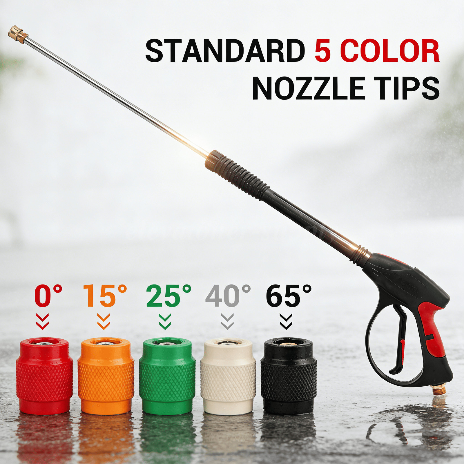 High Pressure Washer Gun Ergonomic Safety Lock Trigger 5Nozzles For Car Cleaning