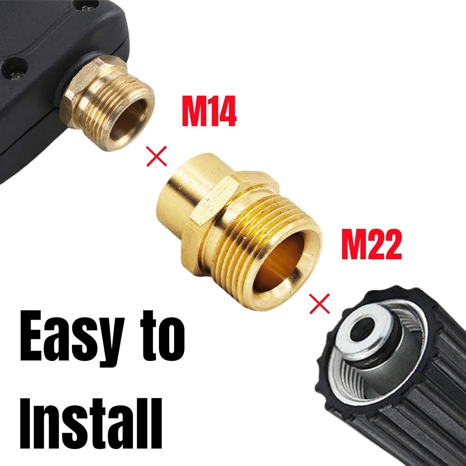 Selxran M14 Female to M22 Male Brass Hose Connector Adapter