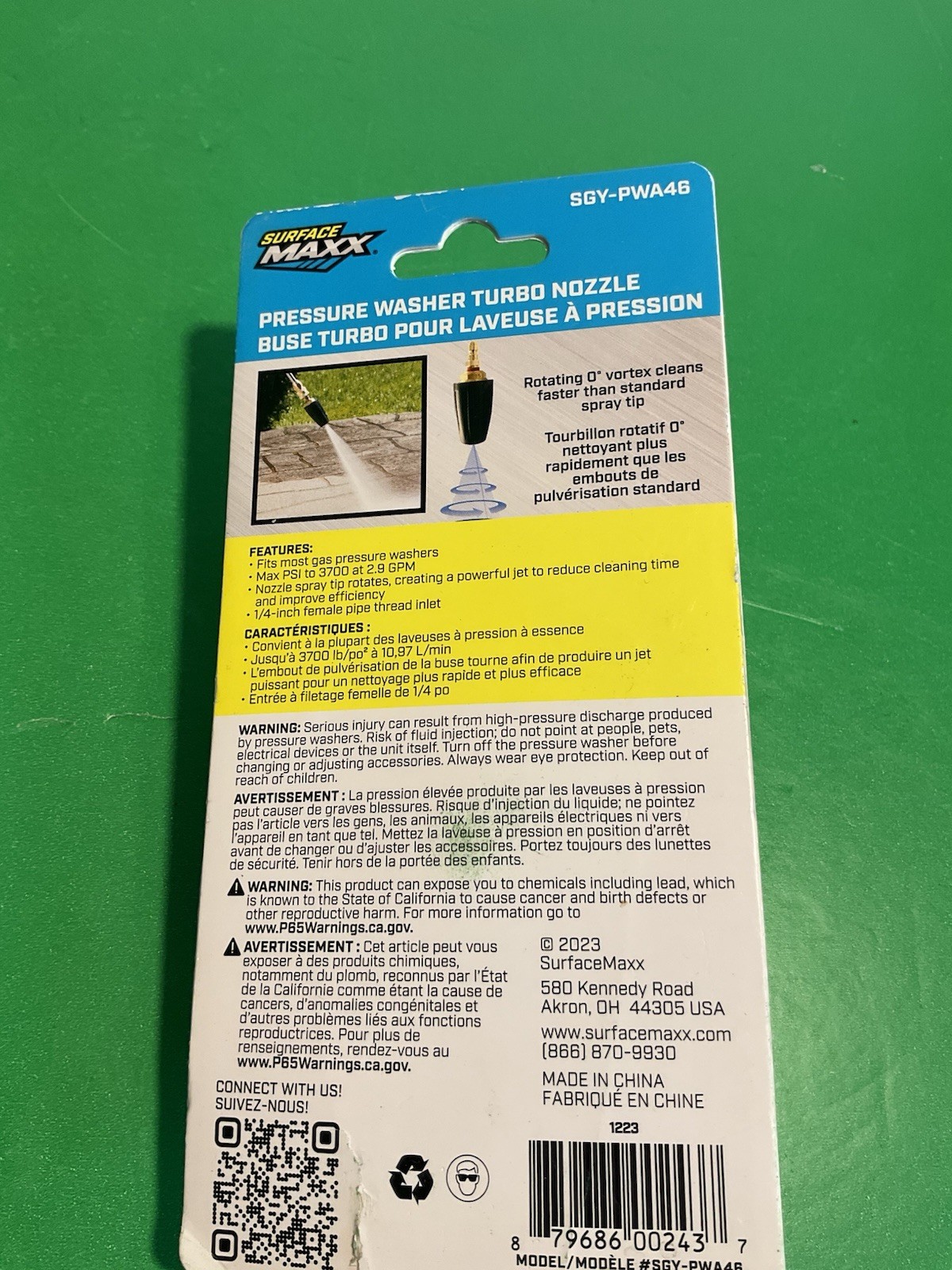 Surface Maxx Turbo Nozzle 3700 PSI Pressure Washer Nozzle -new